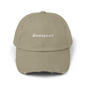 Distressed Cap, Vintage Racing Hat, Retro Baseball Cap, Cool Streetwear Beanie, Trendy Urban Dad Cap, Godspeed Hat by Meek and Mellow image 3