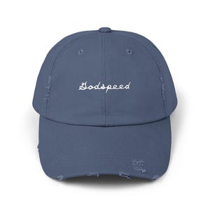 Distressed Cap, Vintage Racing Hat, Retro Baseball Cap, Cool Streetwear Beanie, Trendy Urban Dad Cap, Godspeed Hat by Meek and Mellow image 4