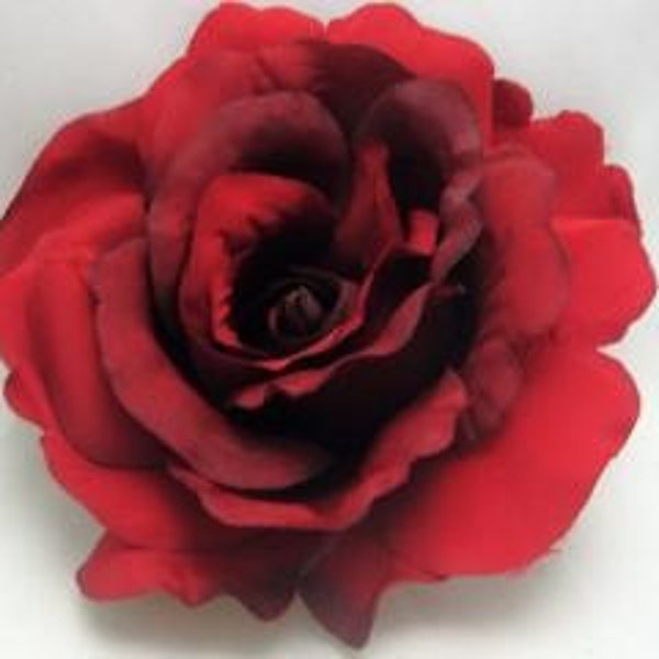 Large Red Rose Hair Flower Clip