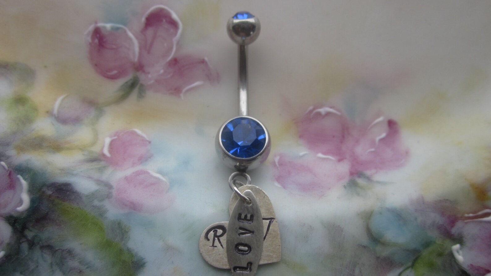 Personalized Belly Button Rings Hand Stamped Sterling Silver Etsy