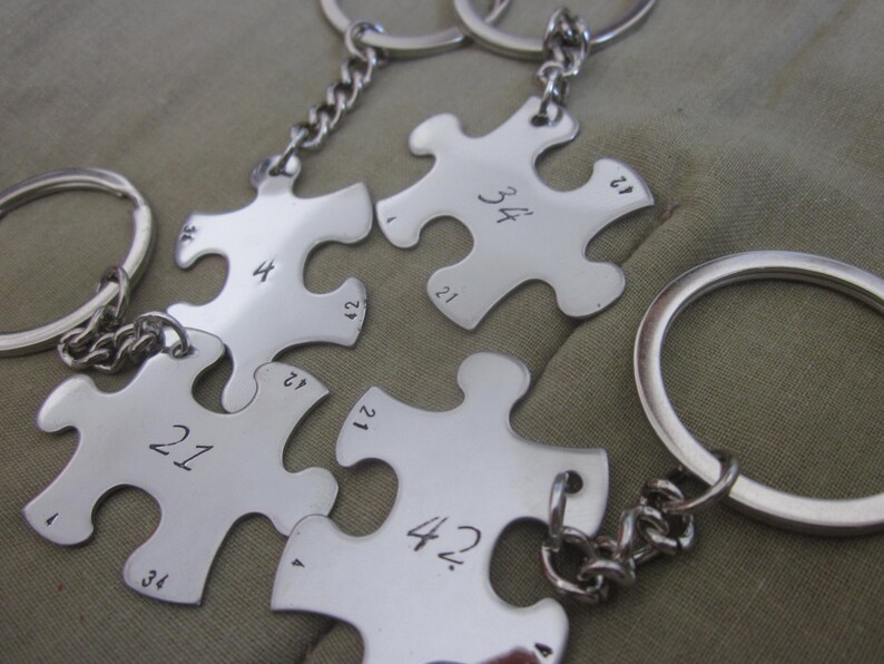 Number Key Chains Puzzle Piece Set Basketball Team Baseball Etsy