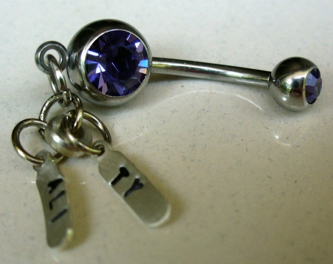 Personalized Belly Button Rings Hand Stamped Sterling Silver Etsy