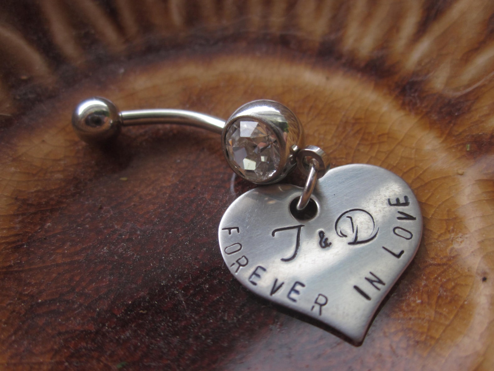 Forever in Love Initial Belly Ring Personalized Belly Button Etsy