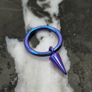 Galaxy Spike Charm Hinged Clicker Septum Ring, Cartilage Earring Hoop, Piercing Jewelry 20g 18g 16g 14g
