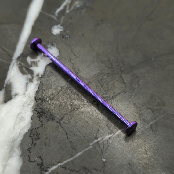 Titanium Anodized Flat End Industrial Scaffold Piercing Barbell, Cartilage Earring, 16g or 14g