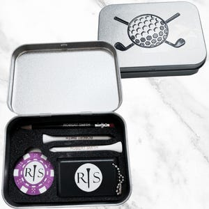 Personalized Golf Gift Box - Golf Ball Marker Set with Custom 3 in 1 Groove Cleaner, Tees & Pencil Unique Gift for Men/Corporate/Dad/Fathers