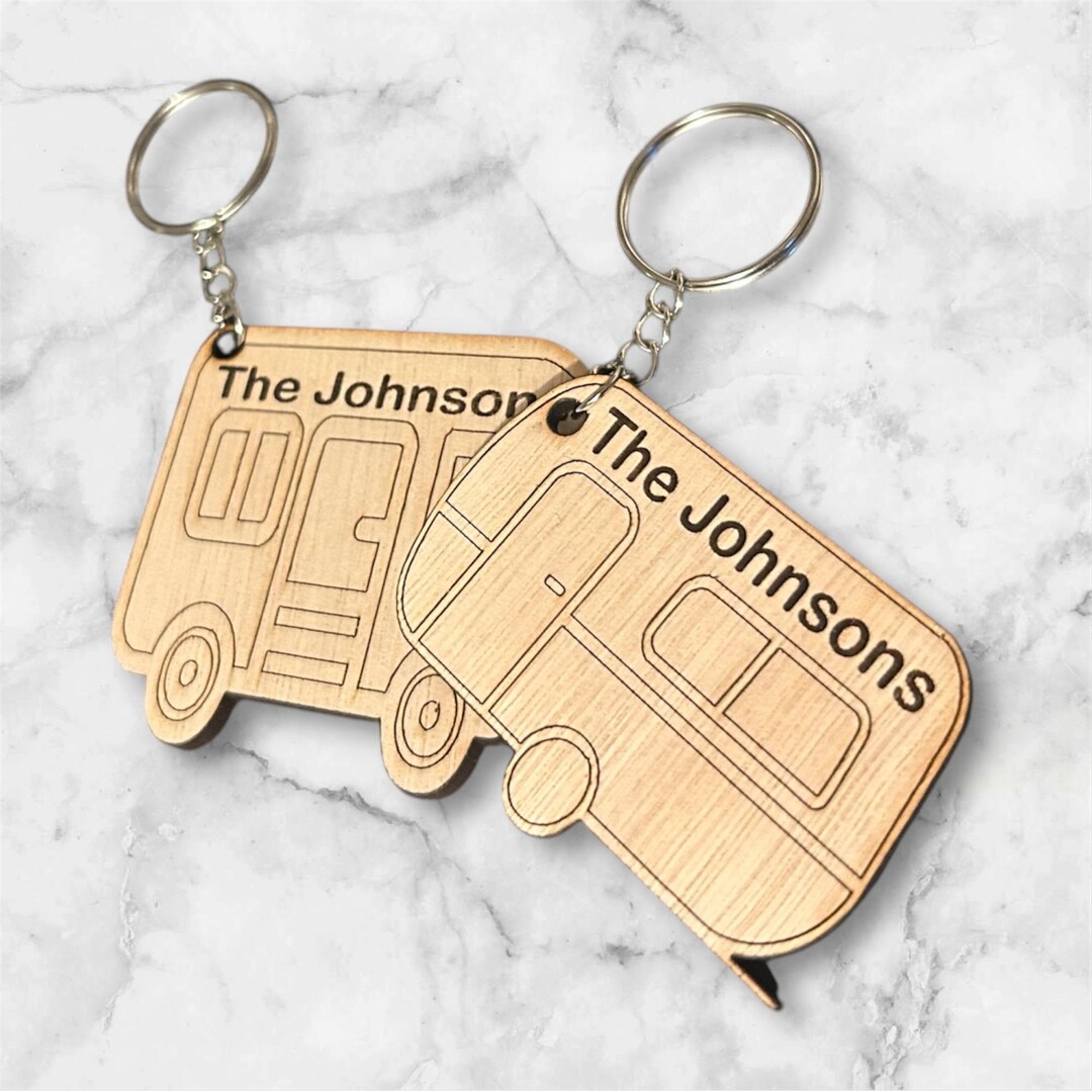 Personalised Camper / Motorhome / Caravan Keyring- Wooden Personalised ...
