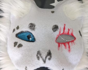 Premade white cat mask therian