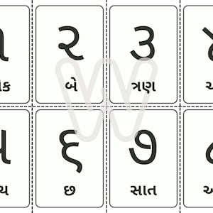 Gujarati Number Flash Cards 1-30