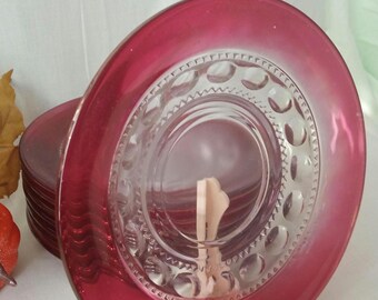 Vintage Tiffin Franciscan Kings Crown Ruby Thumbprint Glass 