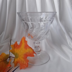 A set of  Goblets made by Fostoria Glass in the Colony Pattern Clear Heavy Swirl Pattern #2412 Vintage Collectible Glass Antique