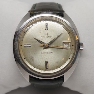 Vintage Hamilton Dateline A-576 Automático (década de 1960) – Peça rara e exclusiva de colecionador com mostrador de pátina
