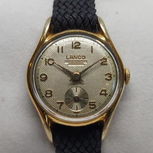 Vintage Lanco Ladies Watch | 15 Jewels Manual Wind | Textured Guilloché Dial | Sub-Seconds | Swiss Made | Gold-Tone Case | 1950s-60s