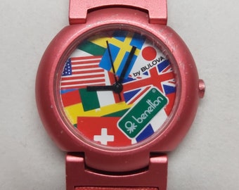 Vintage Benetton by Bulova - Unique Multinational Flag Dial - Rare