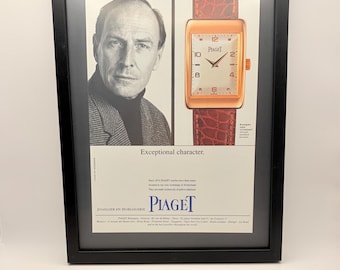 Framed 1996 Vintage Piaget Rectangular Watch Original Magazine Advertisement