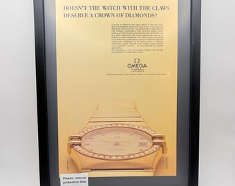 Framed 1983 Vintage Omega Constellation Watch Original Magazine Advertisement