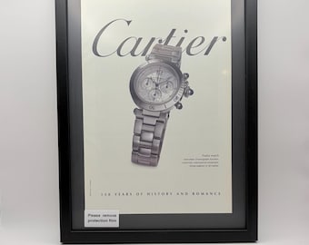 Framed 1997 Vintage Cartier Pasha Watch Original Magazine Advertisement
