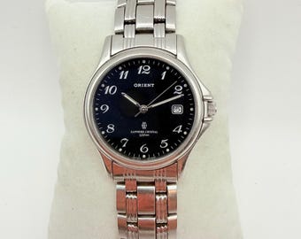 Vintage Orient Quartz Sapphire Crystal 100m | Black Dial | Original Bracelet | Japan