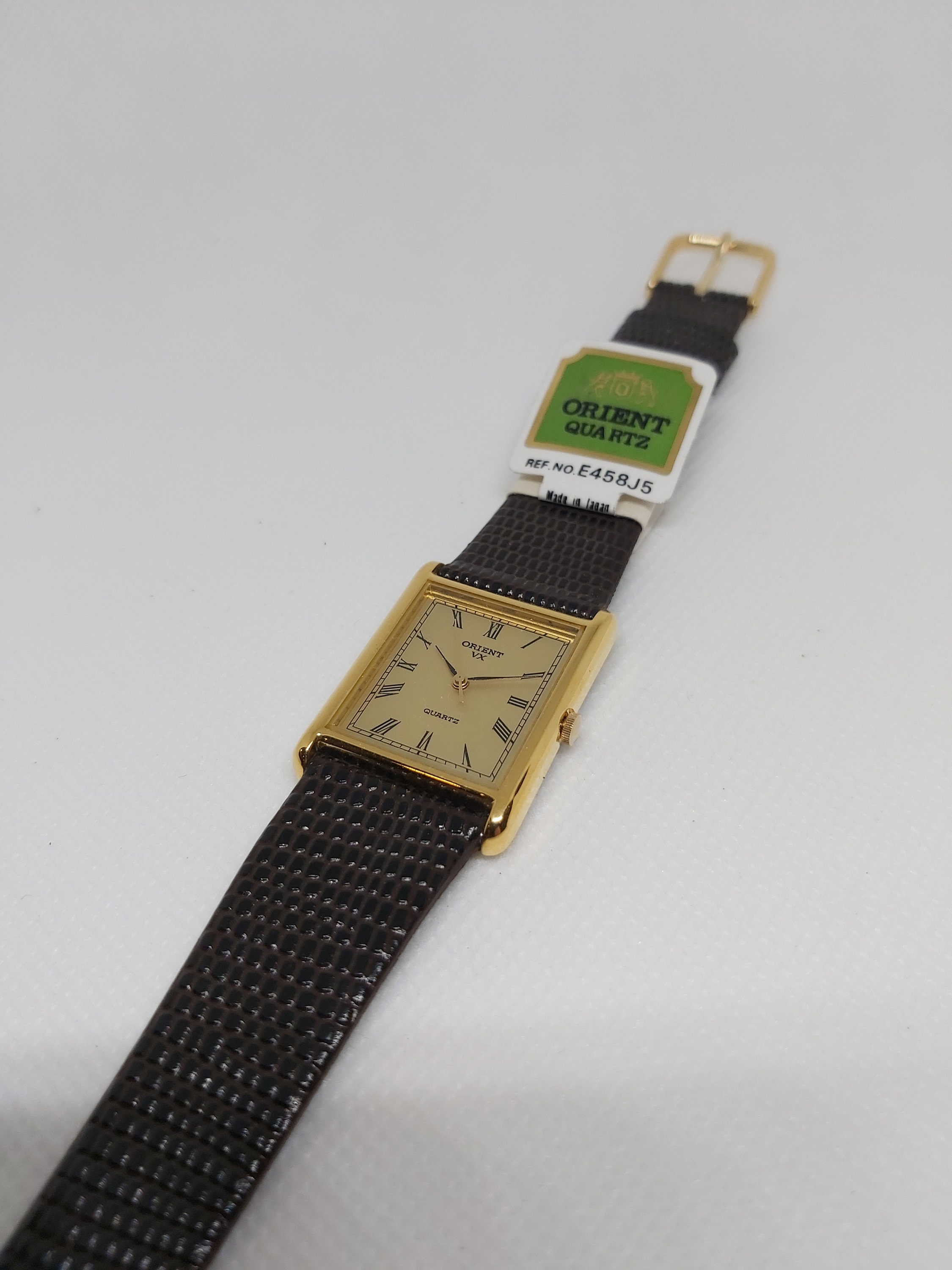 Vintage Orient VX Tank - 1980s - Never Worn - Gold Dial - Leather