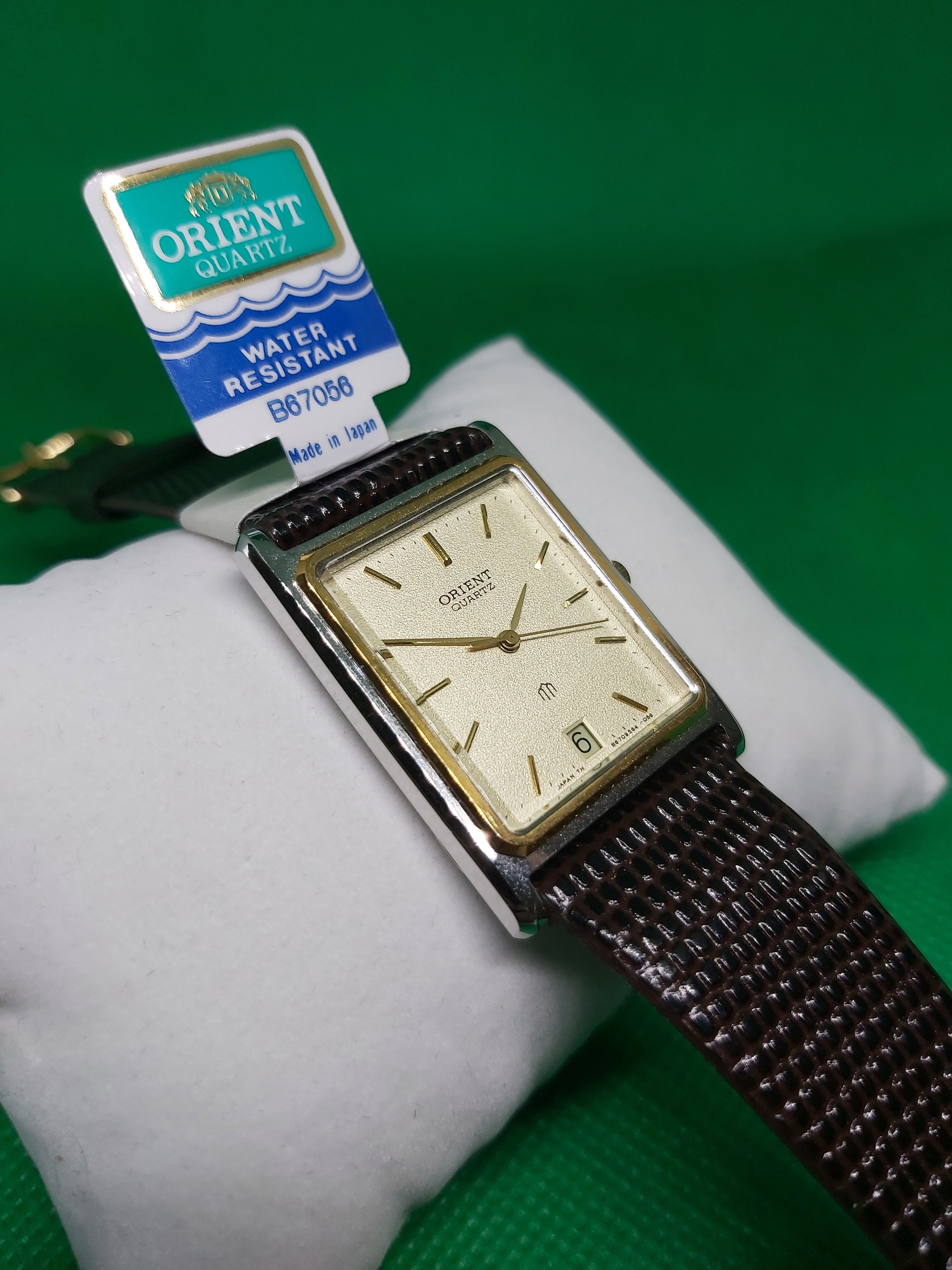 Vintage Orient Tank - Never Worn - 1980s - White Gold Dial - Very