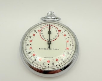 Excelsior Park Swiss Stopwatch – Rare Pear-Shaped Stainless Steel Case, Working Timer