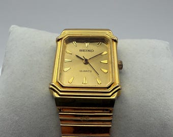 Vintage Seiko Quartz Tank 7431-7010 Gold-tone Tank-style (c. Oct
