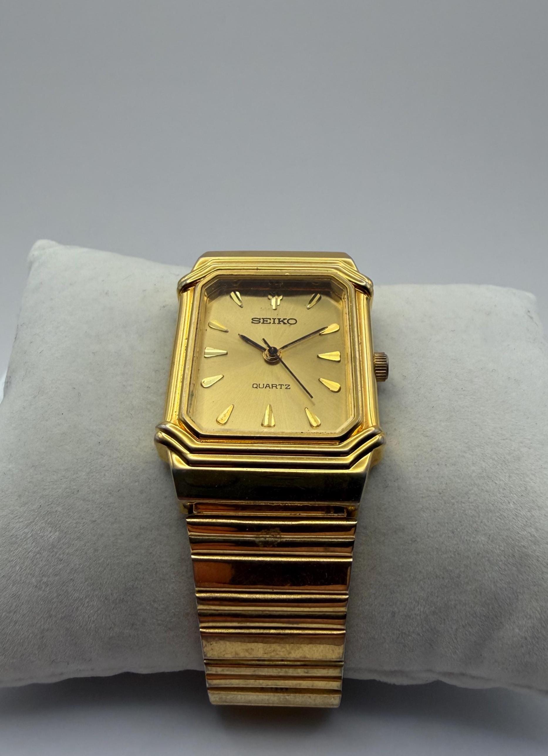 Vintage Seiko Quartz Tank 7431-7010 Gold-tone Tank-style (c. Oct