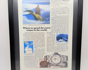 Framed 1988 Vintage Rolex Explorer II Chronometer Watch Original Magazine Advertisement