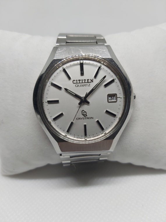 Rare Vintage Citizen Crystron Quartz Watch: White Dial