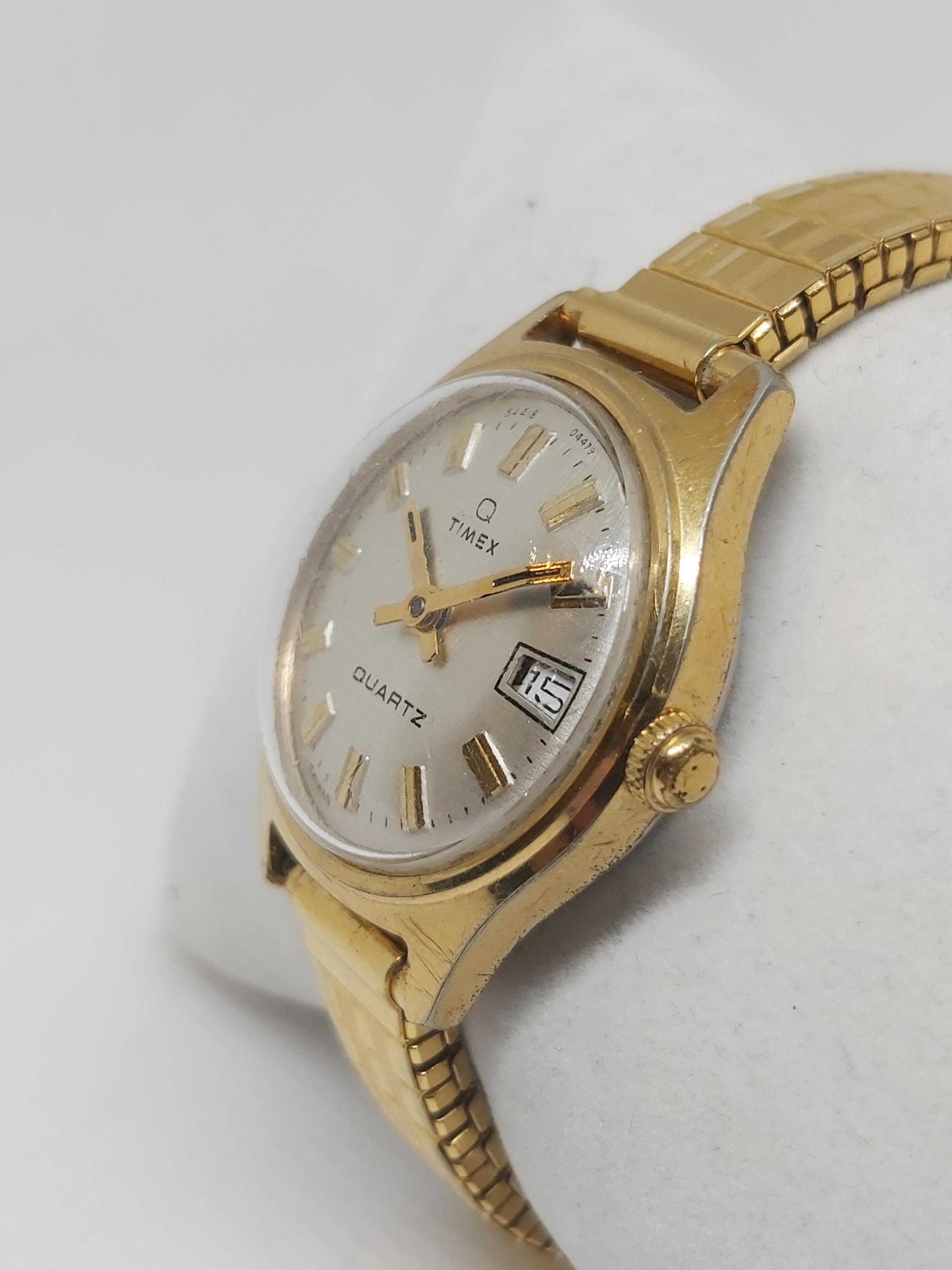 VTG,TIMEX GOLD TONE QUARTZ WATCH W/ 9MM Rare Gold Timex with Pig Dial – TheTwinklingTrinket main image 2