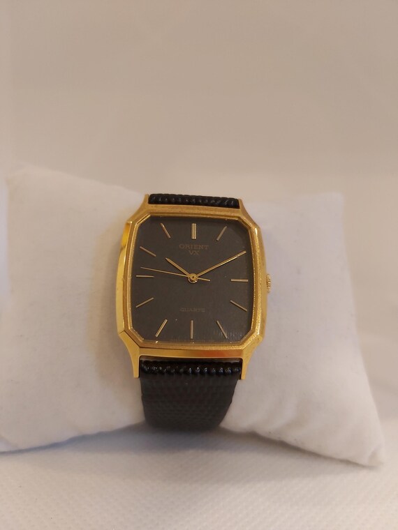Vintage Orient VX Tank Watch: Octagonal Gold-tone Case