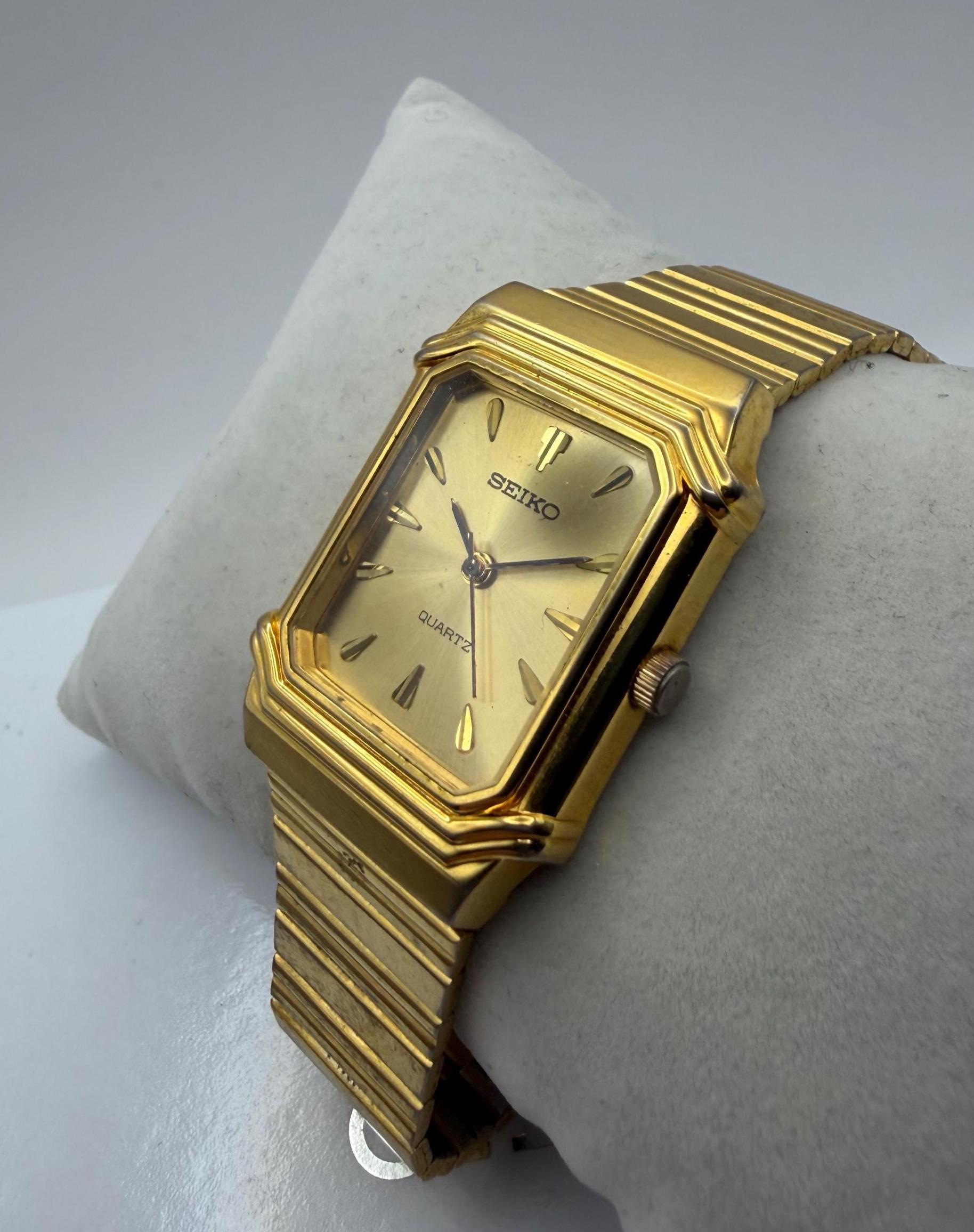 Vintage Seiko Quartz Tank 7431-7010 Gold-tone Tank-style (c. Oct
