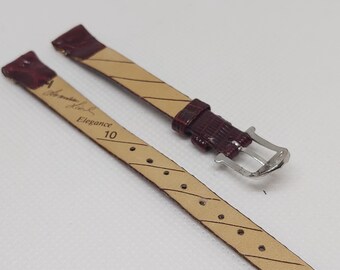 Cinturino Orologio Hirsch Vintage Pelle Lucertola Nera Con Fibbia Oro 19mm - Austria