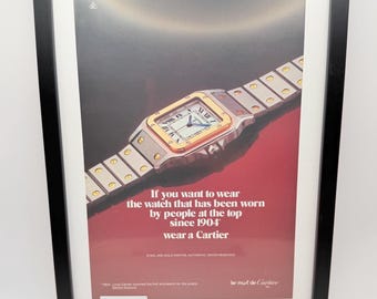 Framed 1983 Vintage Cartier Watch Original Magazine Advertisement
