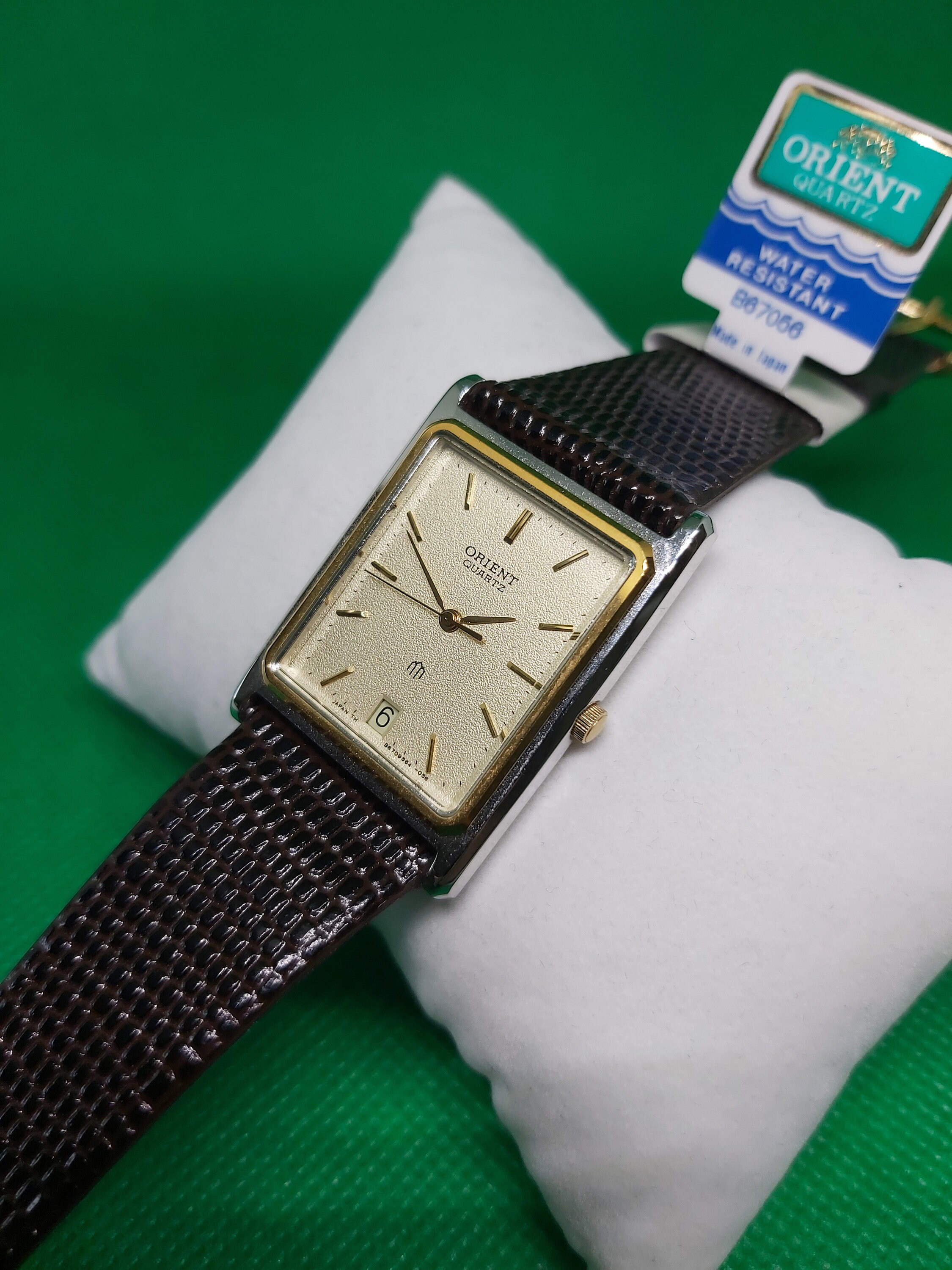 Vintage Orient Tank - Never Worn - 1980s - White Gold Dial