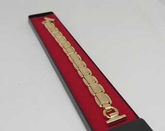 Rare 1960s-70s NOS Vintage Stretch Watch Bracelet - 12mm Lug Width, Gold Tone, Original Case