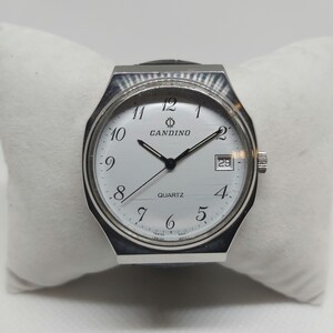 Candino Men's Vintage Quartz Watch – Classic Dress Style, 1987 Engraving, Swiss-Made Timepiece