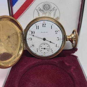 Vintage Elgin Pocket Watch | Gold-Coated Case | Circa 1908 | 7 Jewels | Elegant American Timepiece