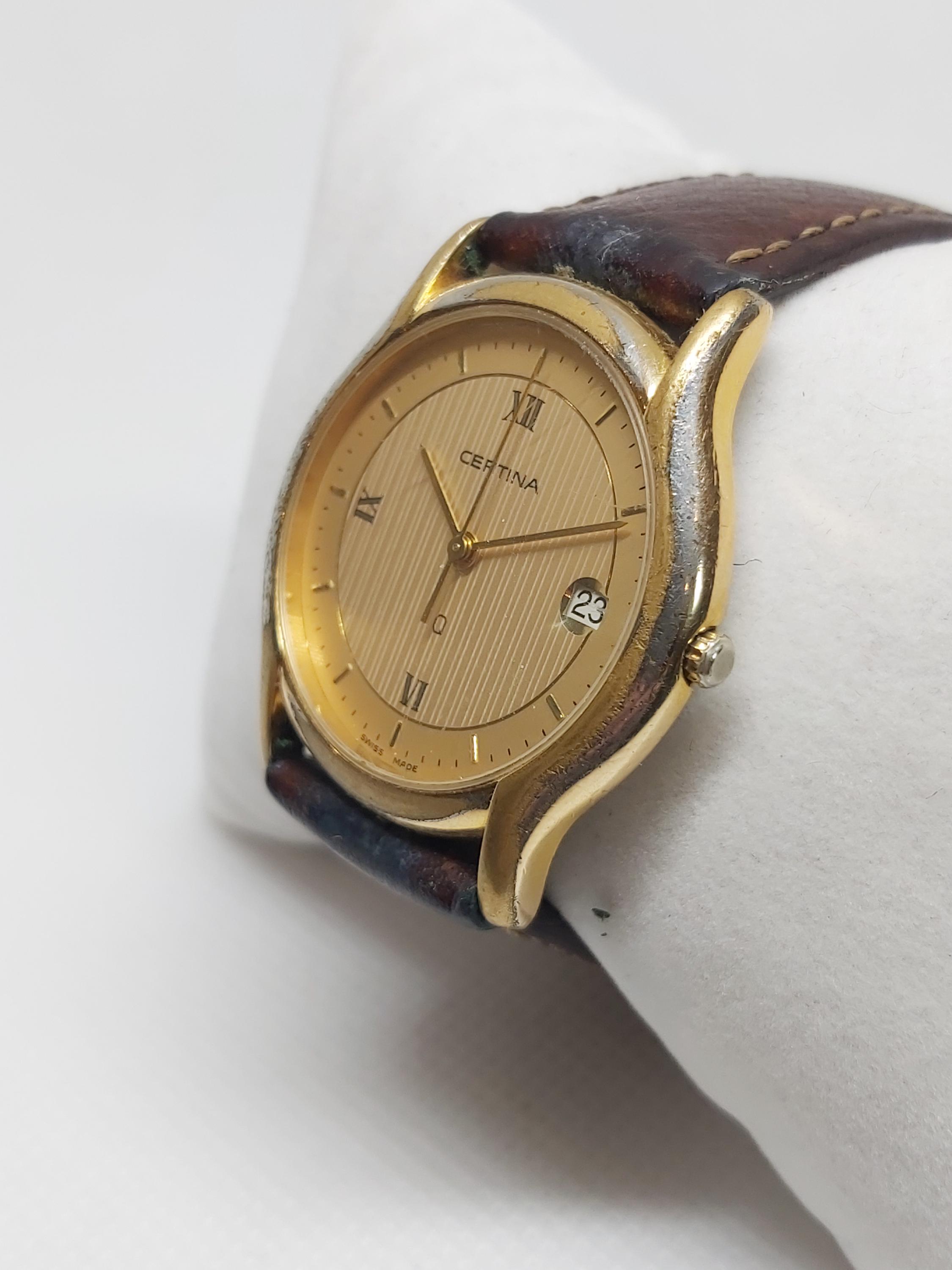 ヴィンテージ サーチナ クォーツウォッチ：スイスゴールド文字盤