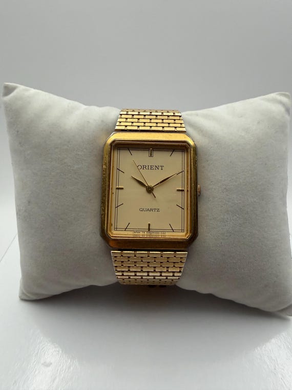 Orient Vintage Quartz Watch – Ref. E45M03-40CS | Rectangular Gold
