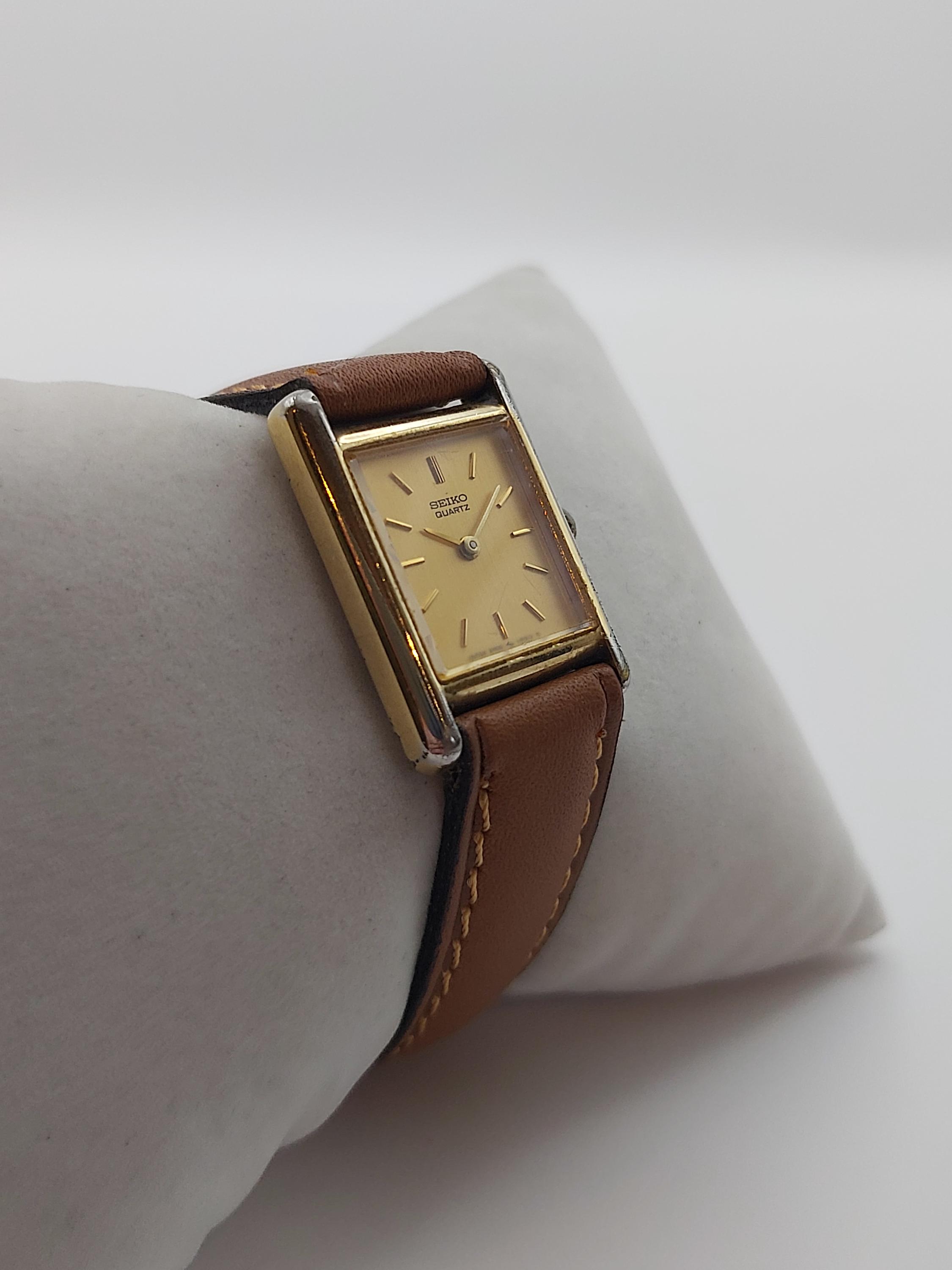 Seiko Ladies Dress Watch | Ref. 2Y00-5470 | Slim Tank Case | Gold-tone |  Quartz | New Leather Strap | Ca. 1988 Vintage - Etsy