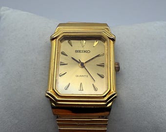 Vintage Seiko Quartz Tank 7431-7010 Gold-tone Tank-style (c. Oct