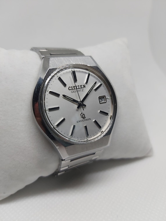 CITIZEN CRYSTRON Special QUARTZ　稼働品 VINTAGE Citizen Quartz CQ CRYSTRON blue Dial Japan Made