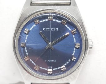 Rare Vintage Citizen 21 Jewels Manual Wind Watch – Striking Blue