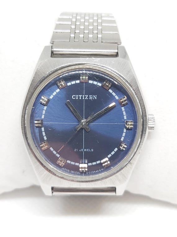 Rare Vintage Citizen 21 Jewels Manual Wind Watch Striking Blue Dial Classic 1970s Design Etsy Canada