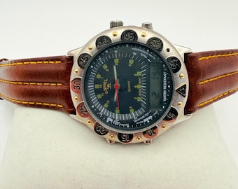 Vintage Camel Ana-Digi Quartz Alarm Chronograph Watch | Japan Movement | Original Leather Strap