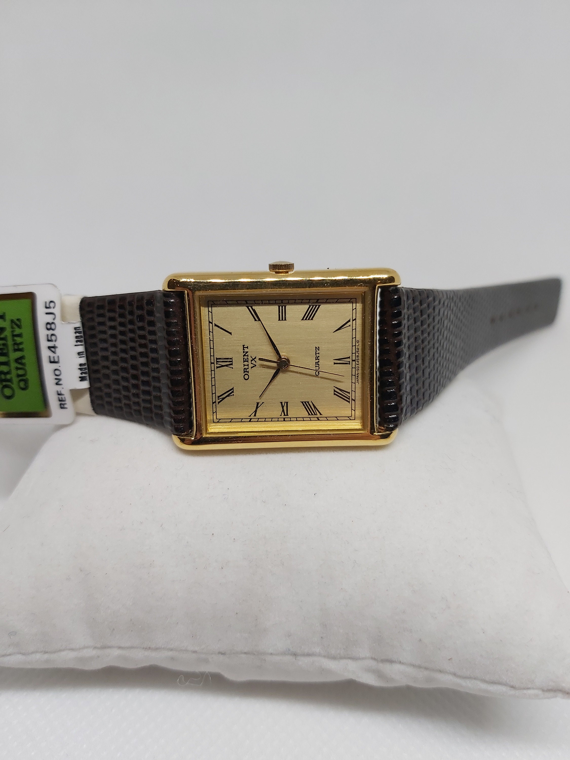 Vintage Orient VX Tank - 1980s - Never Worn - Gold Dial - Leather