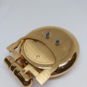 Cartier Colisée Alarm Travel Clock | Quartz | 18k 3N Gold-Plated | Sapphire Crown | Full Set | 1987 | Excellent Condition image 6