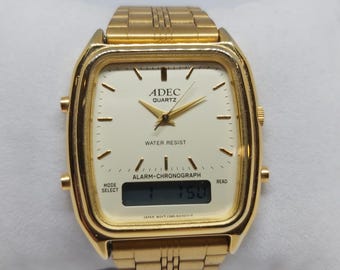 Vintage Adec Alarm-Chronograph - Pristine Condition - Rare 1980s Dual Display Watch
