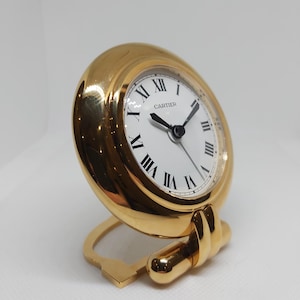 Cartier Colisée Alarm Travel Clock | Quartz | 18k 3N Gold-Plated | Sapphire Crown | Full Set | 1987 | Excellent Condition image 3